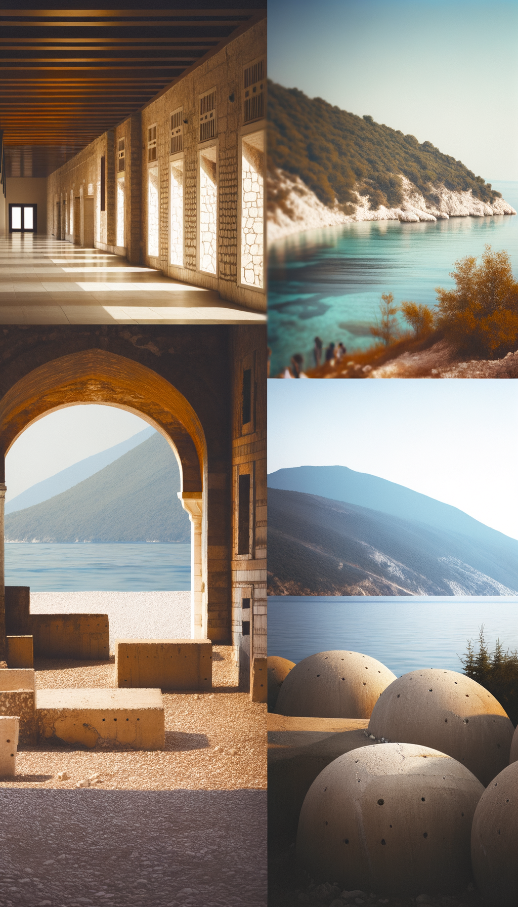 Coastal view with blue water and mountains along the Albanian Riviera