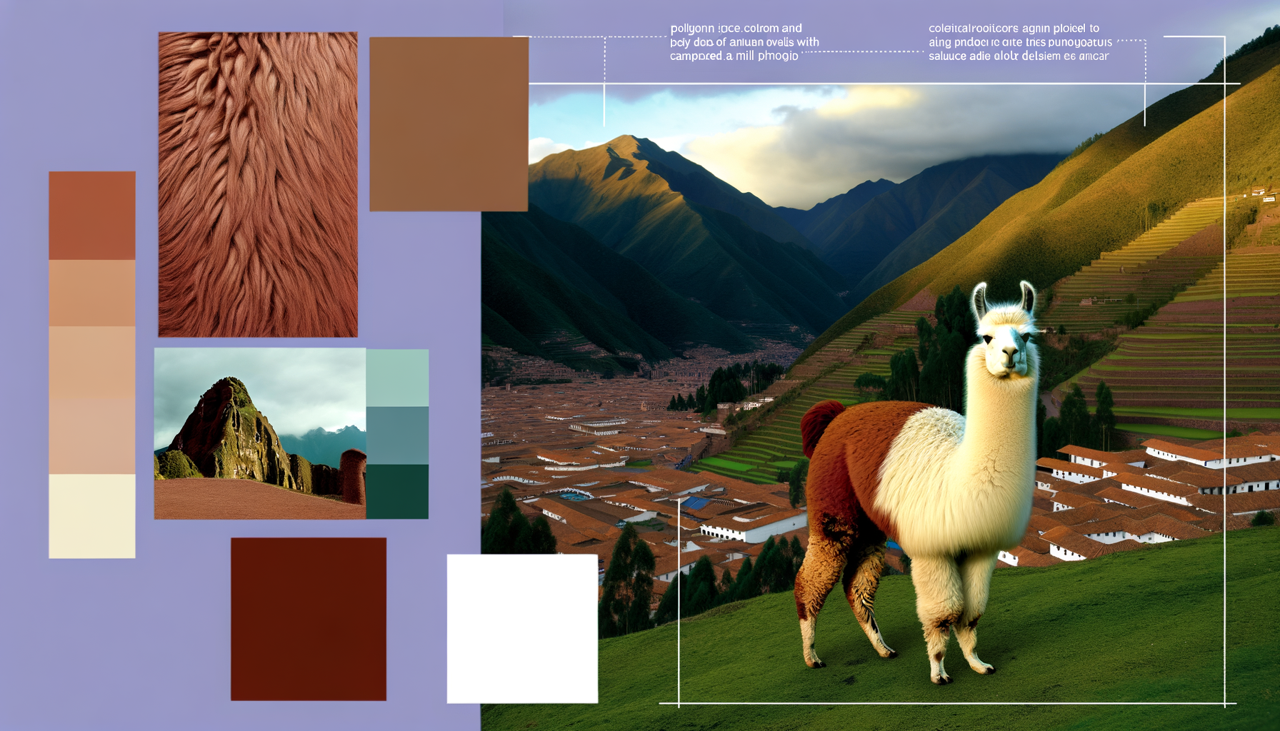 Llama on a grassy hillside with mountains behind