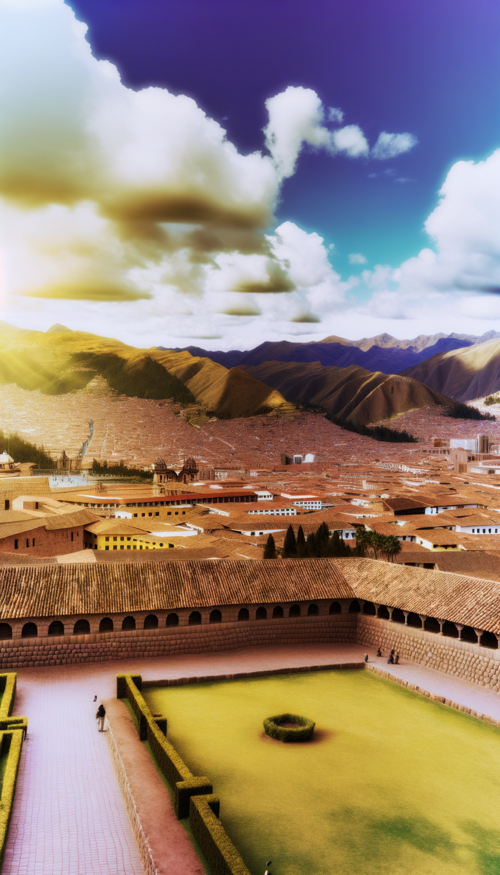 Cusco cityscape with mountains in the background