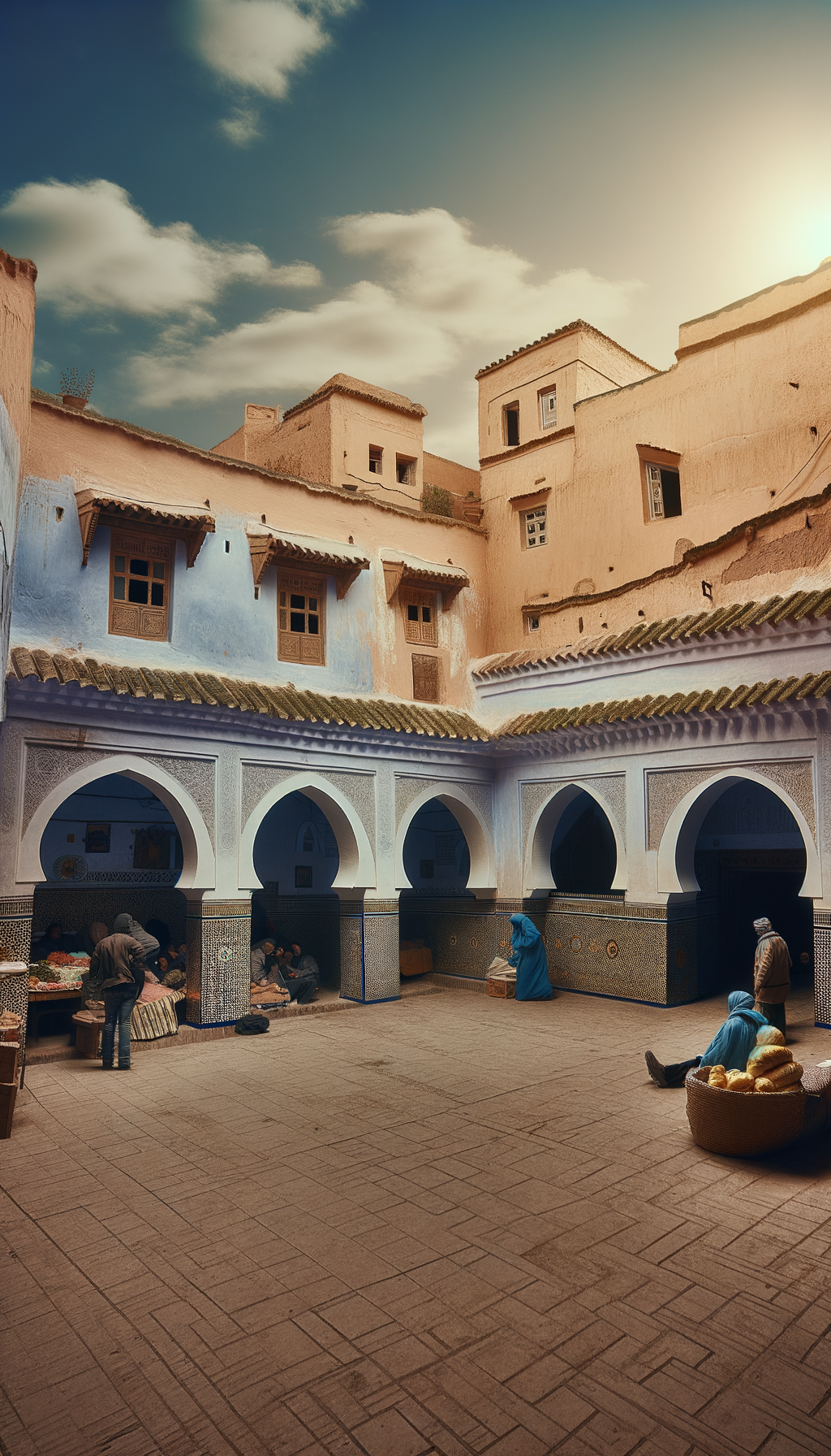 Historic Moroccan courtyard with tile and arches