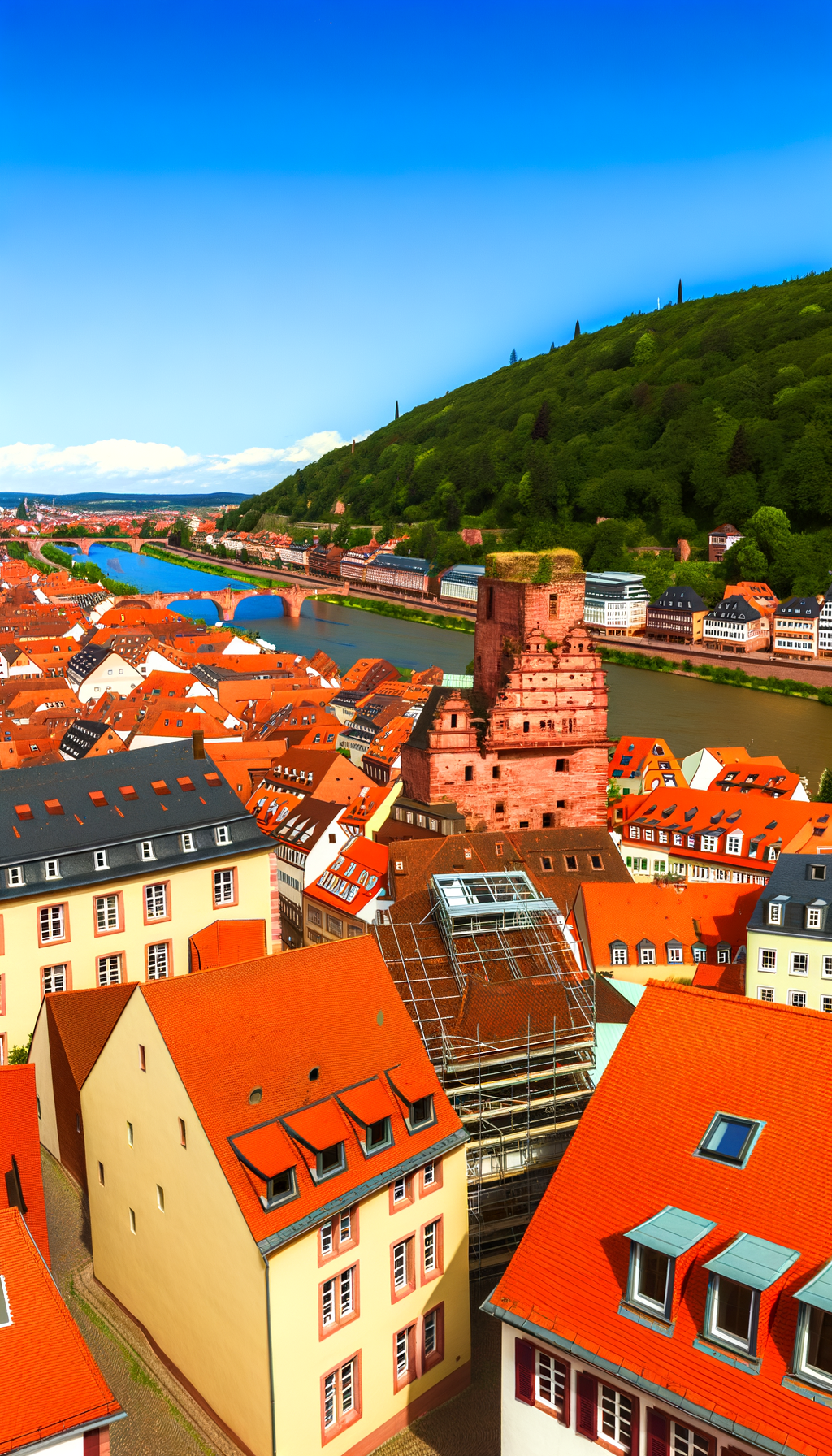 Heidelberg old town rooftops and historic skyline