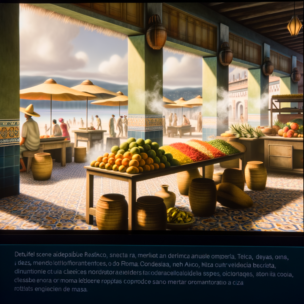 Market table covered with tropical fruit and fresh produce