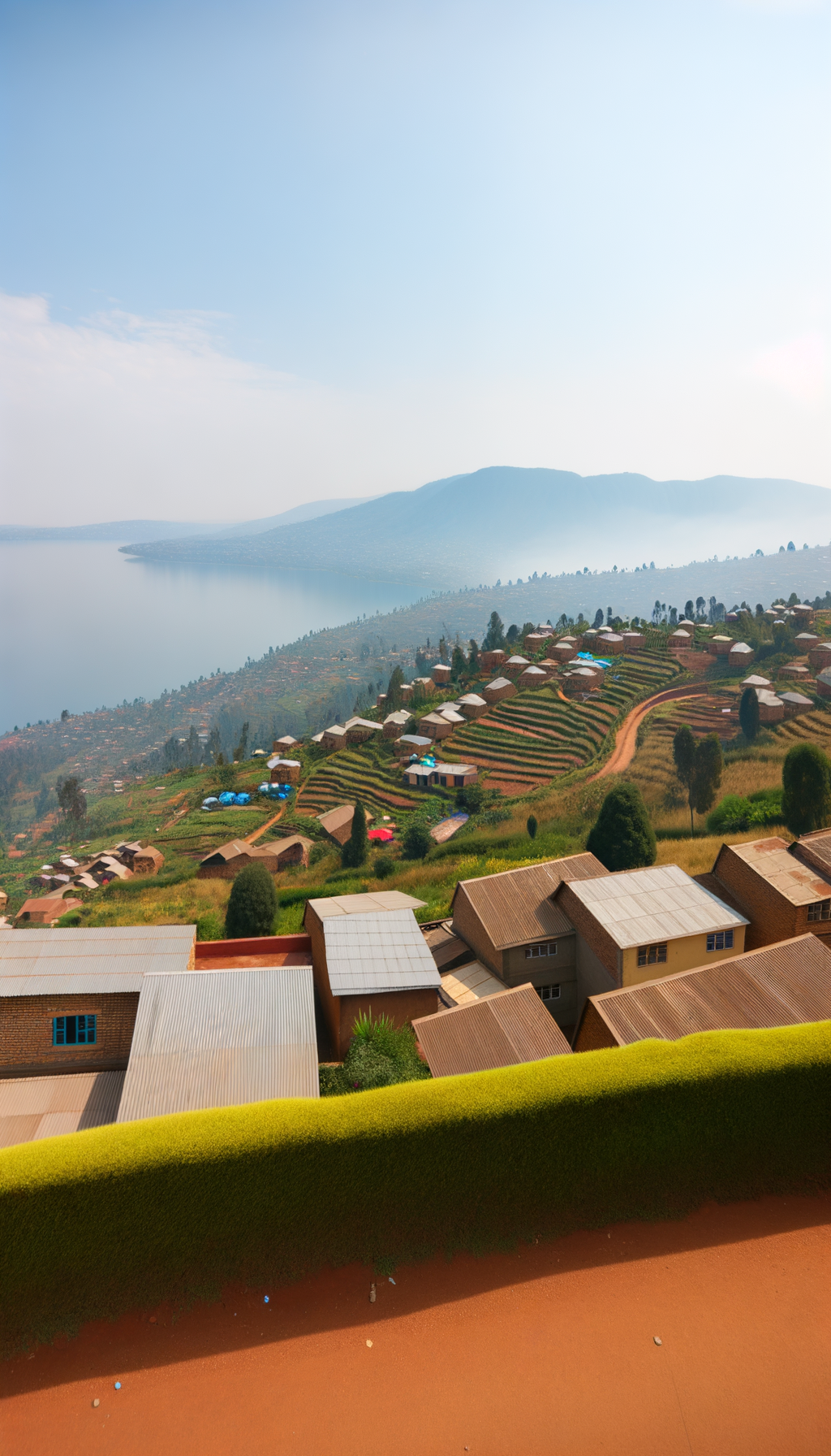 View over Kigali’s terraced hills and rooftops from above